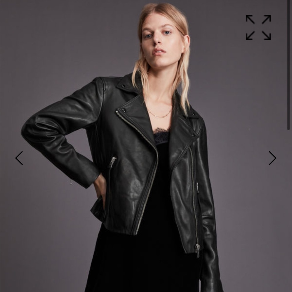 All saints style no label 100% New Zealand genuine lambskin  leather jacket S